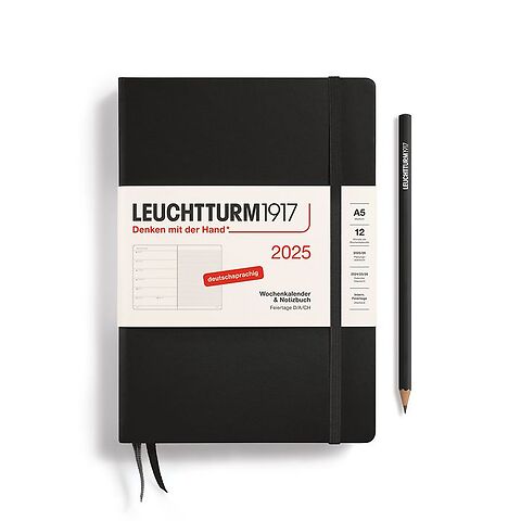 LEUCHTTURM1917 Kalender 2025 A5 Medium 1W./Notes schwarz