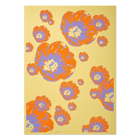 Geschenkpapier Klatschmohn Orange/Violett/Beige, 3 Bögen