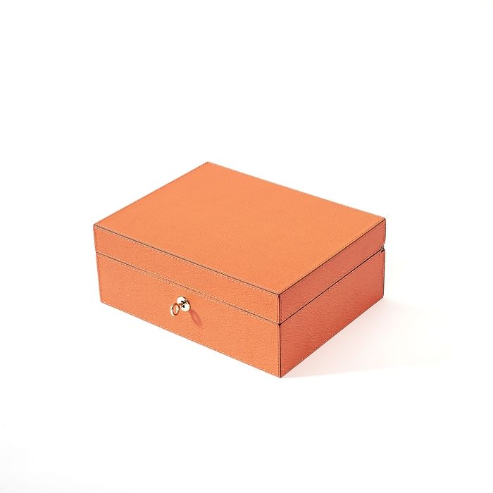 Schmuckbox, Walnussholz/Leder, Orange, Bild 2