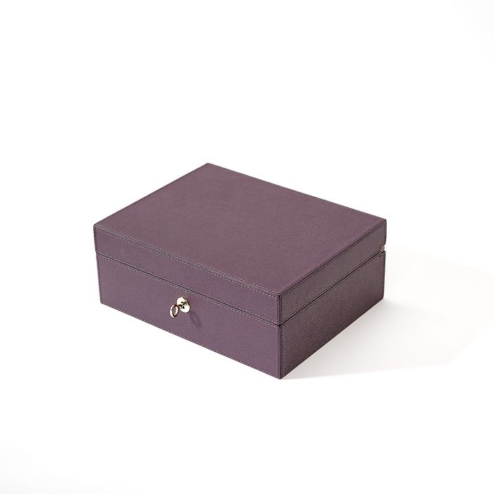 Schmuckbox, Walnussholz/Leder, Violett, photo 2