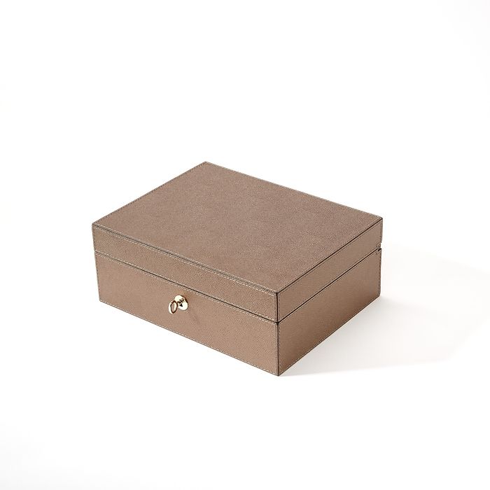 Schmuckbox, Walnussholz/Leder, Bronze, Bild 2