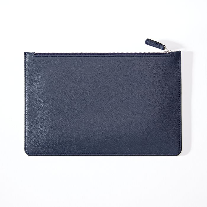 Pouch mit Zip, Kollektion 1977, Leder, Blau, Bild 1