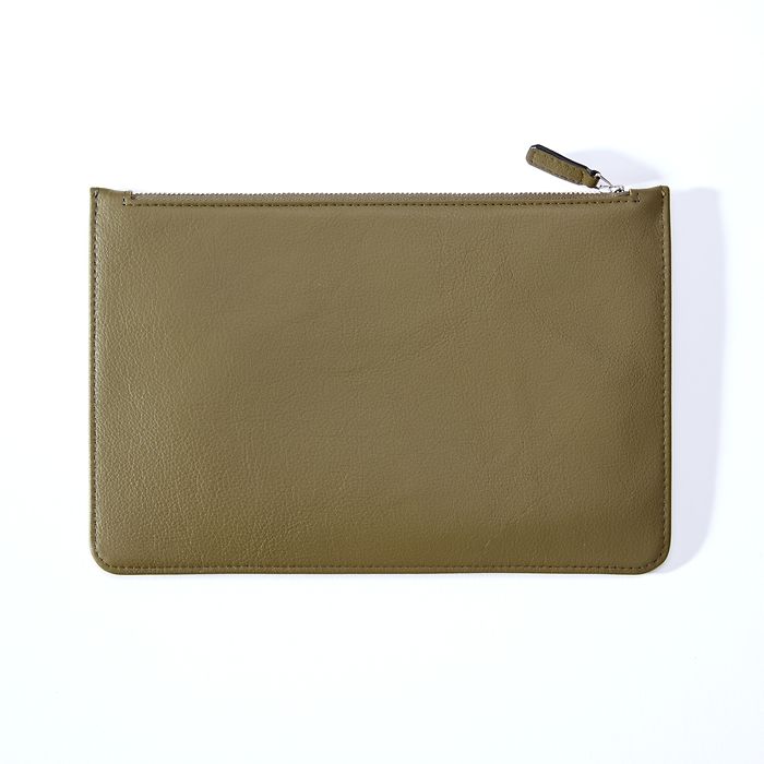 Pouch mit Zip, Kollektion 1977, Leder, Olive, Bild 1