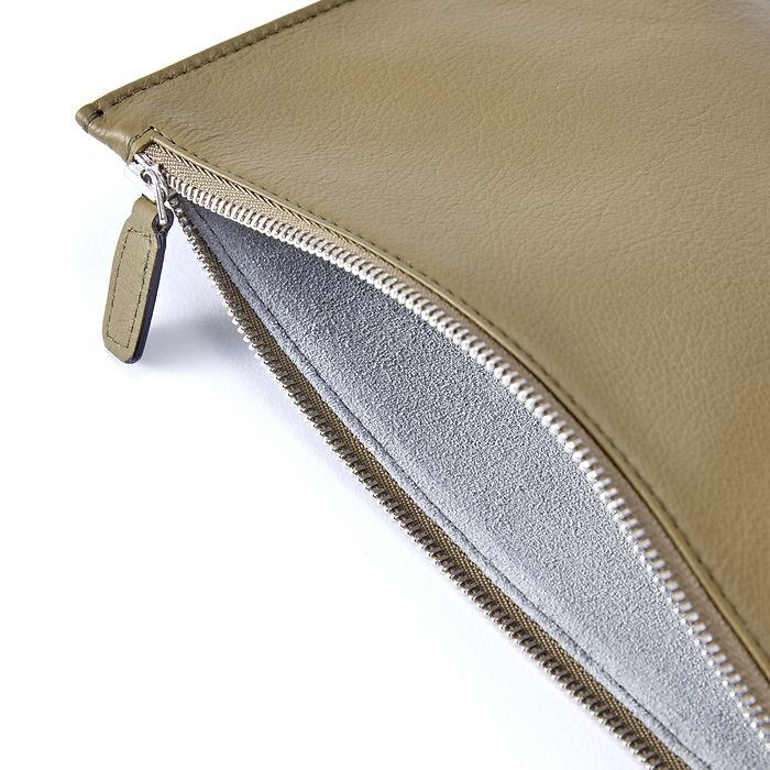 Pouch mit Zip, Kollektion 1977, Leder, Olive, Bild 3