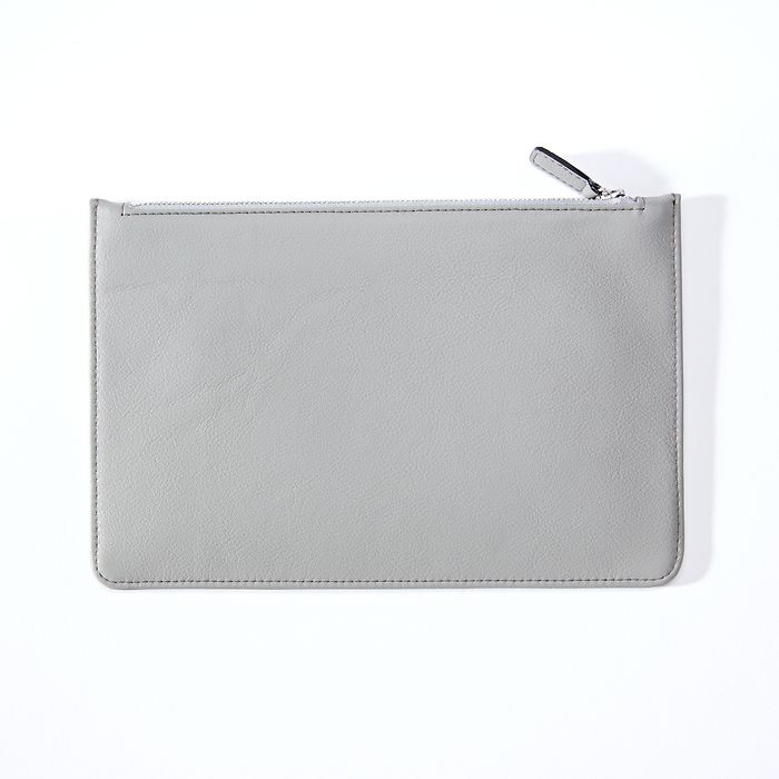 Pouch mit Zip, Kollektion 1977, Leder, Granit, Bild 1