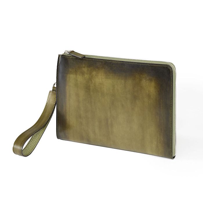 Pouch mit Zip Porto Cervo, Leder Olive, Bild 1