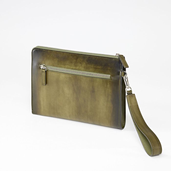 Pouch mit Zip Porto Cervo, Leder Olive, Bild 2