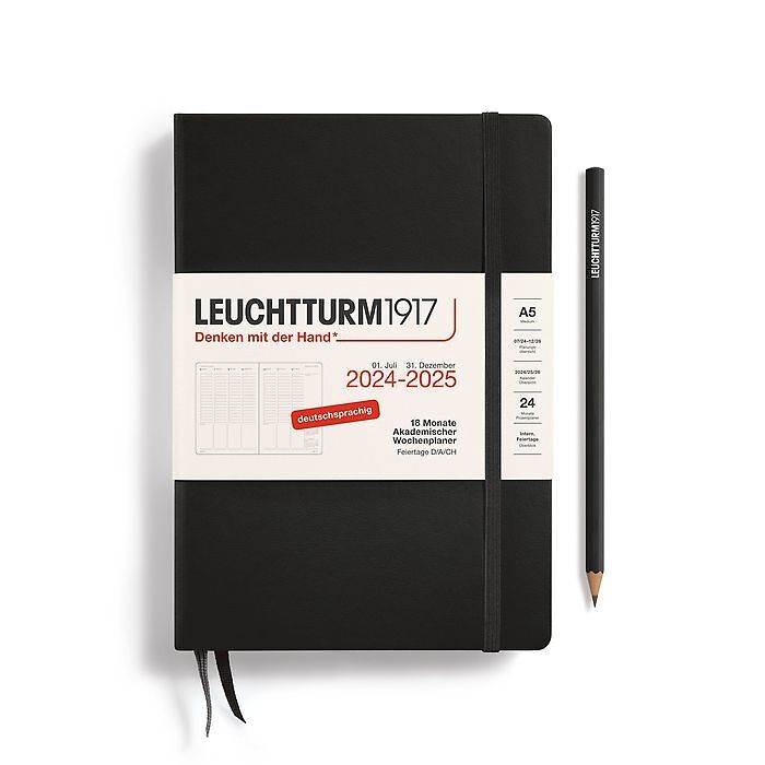 LEUCHTTURM1917 Kalender 2025 A5 Medium 1W./2S. schwarz, Bild 1