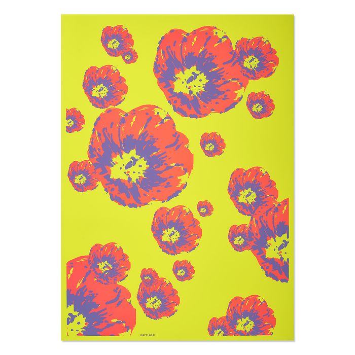 Geschenkpapier Klatschmohn Pink/Violett/Gelb 50 x 70 cm, 3B., Bild 1