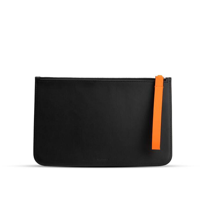 Clutch mit Zip, Hirsch, Leder, Schwarz, Bild 3